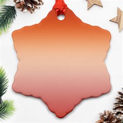 Vermilion Coral Sunset Gradient Ombre Ornament (snowflake) by SpinnyChairDesigns