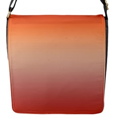 Vermilion Coral Sunset Gradient Ombre Flap Closure Messenger Bag (s) by SpinnyChairDesigns