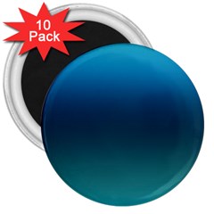 Blue Teal Green Gradient Ombre Colors 3  Magnets (10 Pack)  by SpinnyChairDesigns