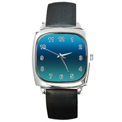 Blue Teal Green Gradient Ombre Colors Square Metal Watch by SpinnyChairDesigns