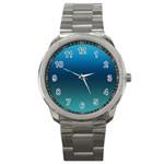 Blue Teal Green Gradient Ombre Colors Sport Metal Watch Front