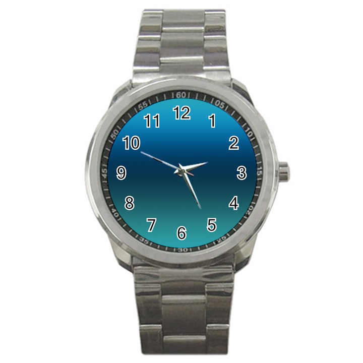 Blue Teal Green Gradient Ombre Colors Sport Metal Watch