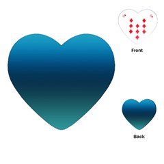 Blue Teal Green Gradient Ombre Colors Playing Cards Single Design (heart) by SpinnyChairDesigns