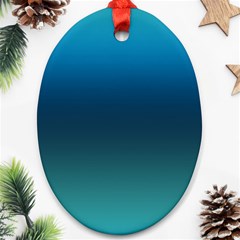 Blue Teal Green Gradient Ombre Colors Oval Ornament (two Sides) by SpinnyChairDesigns