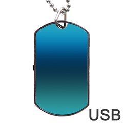 Blue Teal Green Gradient Ombre Colors Dog Tag Usb Flash (two Sides) by SpinnyChairDesigns