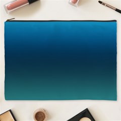 Blue Teal Green Gradient Ombre Colors Cosmetic Bag (xxxl) by SpinnyChairDesigns