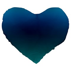 Blue Teal Green Gradient Ombre Colors Large 19  Premium Heart Shape Cushions by SpinnyChairDesigns