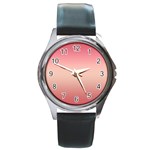 Pink Blush Gradient Ombre Colors Round Metal Watch Front