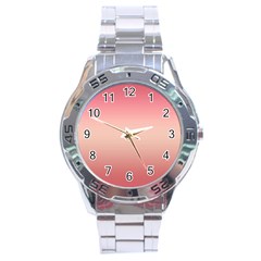 Pink Blush Gradient Ombre Colors Stainless Steel Analogue Watch by SpinnyChairDesigns