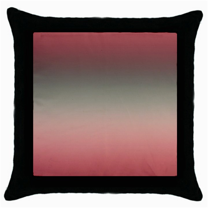 Tea Rose and Sage Gradient Ombre Colors Throw Pillow Case (Black)