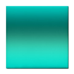 Teal Turquoise Green Gradient Ombre Tile Coaster by SpinnyChairDesigns