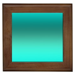 Teal Turquoise Green Gradient Ombre Framed Tile by SpinnyChairDesigns