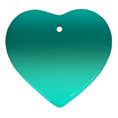 Teal Turquoise Green Gradient Ombre Ornament (heart) by SpinnyChairDesigns