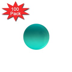 Teal Turquoise Green Gradient Ombre 1  Mini Magnets (100 Pack)  by SpinnyChairDesigns