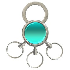 Teal Turquoise Green Gradient Ombre 3-ring Key Chain by SpinnyChairDesigns