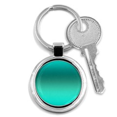 Teal Turquoise Green Gradient Ombre Key Chain (round) by SpinnyChairDesigns