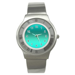 Teal Turquoise Green Gradient Ombre Stainless Steel Watch by SpinnyChairDesigns