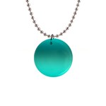 Teal Turquoise Green Gradient Ombre 1  Button Necklace Front