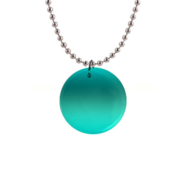 Teal Turquoise Green Gradient Ombre 1  Button Necklace