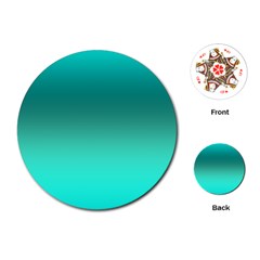 Teal Turquoise Green Gradient Ombre Playing Cards Single Design (round) by SpinnyChairDesigns