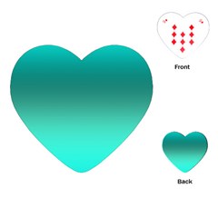 Teal Turquoise Green Gradient Ombre Playing Cards Single Design (heart) by SpinnyChairDesigns