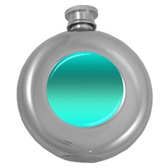 Teal Turquoise Green Gradient Ombre Round Hip Flask (5 Oz) by SpinnyChairDesigns