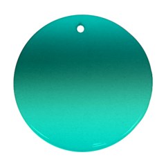 Teal Turquoise Green Gradient Ombre Round Ornament (two Sides) by SpinnyChairDesigns