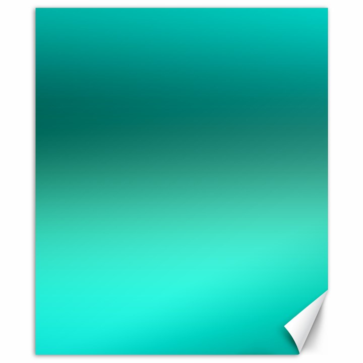 Teal Turquoise Green Gradient Ombre Canvas 8  x 10 