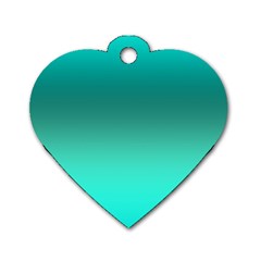 Teal Turquoise Green Gradient Ombre Dog Tag Heart (one Side) by SpinnyChairDesigns