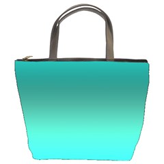 Teal Turquoise Green Gradient Ombre Bucket Bag by SpinnyChairDesigns