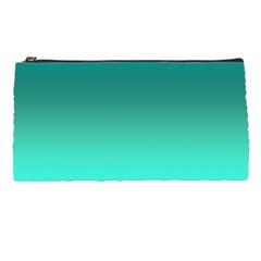 Teal Turquoise Green Gradient Ombre Pencil Case by SpinnyChairDesigns