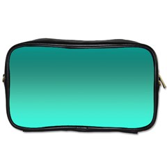 Teal Turquoise Green Gradient Ombre Toiletries Bag (one Side) by SpinnyChairDesigns