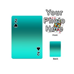 Teal Turquoise Green Gradient Ombre Playing Cards 54 Designs (mini) by SpinnyChairDesigns