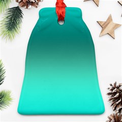 Teal Turquoise Green Gradient Ombre Ornament (bell) by SpinnyChairDesigns