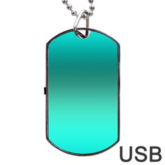 Teal Turquoise Green Gradient Ombre Dog Tag Usb Flash (two Sides) by SpinnyChairDesigns