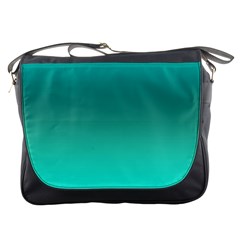 Teal Turquoise Green Gradient Ombre Messenger Bag by SpinnyChairDesigns