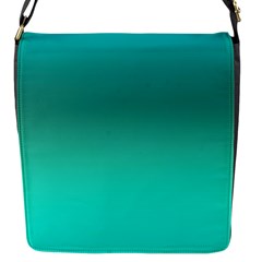 Teal Turquoise Green Gradient Ombre Flap Closure Messenger Bag (s) by SpinnyChairDesigns