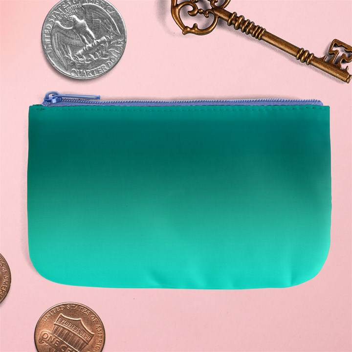 Teal Turquoise Green Gradient Ombre Large Coin Purse