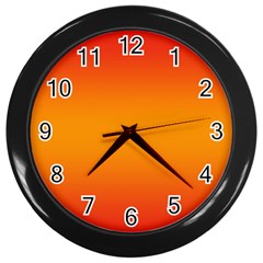 Red Orange Gradient Ombre Colored Wall Clock (black) by SpinnyChairDesigns