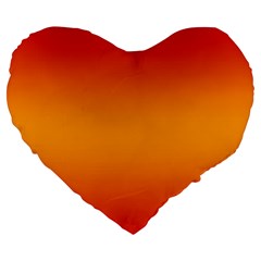 Red Orange Gradient Ombre Colored Large 19  Premium Flano Heart Shape Cushions by SpinnyChairDesigns