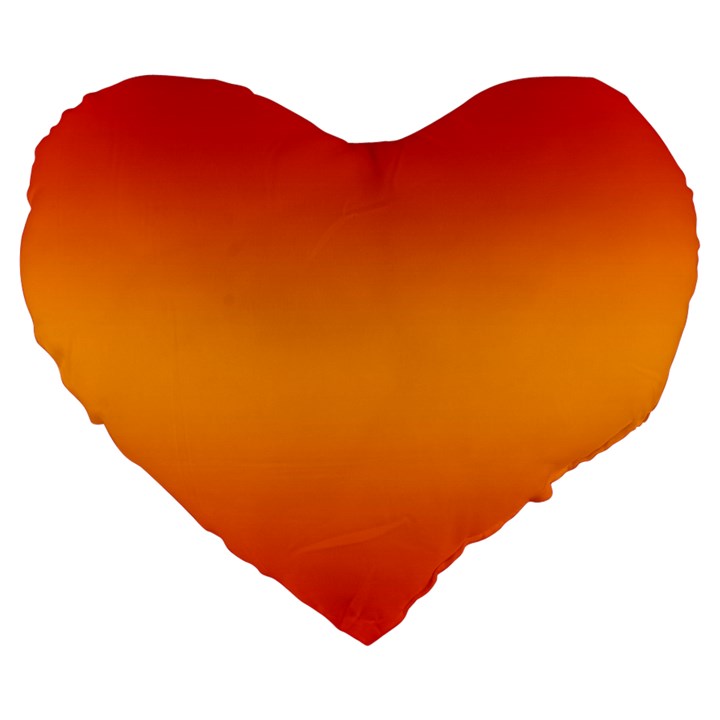 Red Orange Gradient Ombre Colored Large 19  Premium Flano Heart Shape Cushions