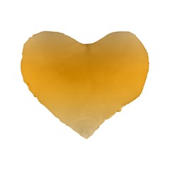 Saffron Yellow And Cream Gradient Ombre Color Standard 16  Premium Flano Heart Shape Cushions by SpinnyChairDesigns