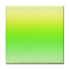 Lemon Yellow And Lime Green Gradient Ombre Color Tile Coaster by SpinnyChairDesigns