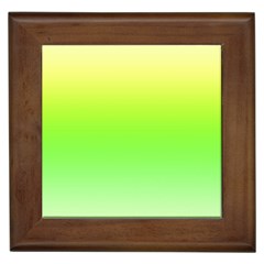 Lemon Yellow And Lime Green Gradient Ombre Color Framed Tile by SpinnyChairDesigns