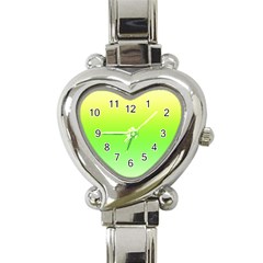 Lemon Yellow And Lime Green Gradient Ombre Color Heart Italian Charm Watch by SpinnyChairDesigns