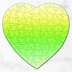 Lemon Yellow And Lime Green Gradient Ombre Color Jigsaw Puzzle (heart) by SpinnyChairDesigns