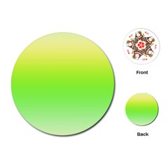 Lemon Yellow And Lime Green Gradient Ombre Color Playing Cards Single Design (round) by SpinnyChairDesigns