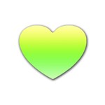 Lemon Yellow and Lime Green Gradient Ombre Color Rubber Coaster (Heart)  Front