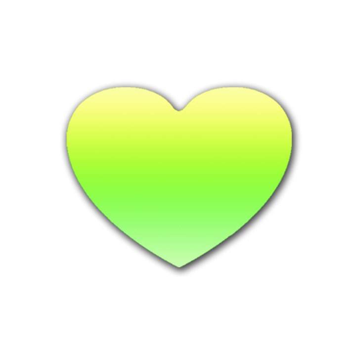 Lemon Yellow and Lime Green Gradient Ombre Color Rubber Coaster (Heart) 