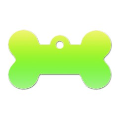 Lemon Yellow And Lime Green Gradient Ombre Color Dog Tag Bone (one Side) by SpinnyChairDesigns